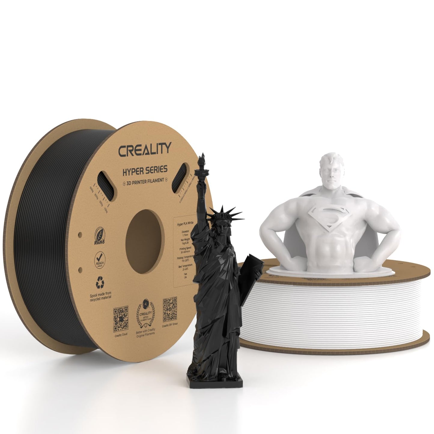 Official Creality Hyper PLA Filament 1.75mm, High Speed PLA 30-600mm/s 3D Printer Filament, Dimensional Accuracy +/-0.02mm, Fit Most FDM 3D Printers,1KG(2.2lbs) Spool White