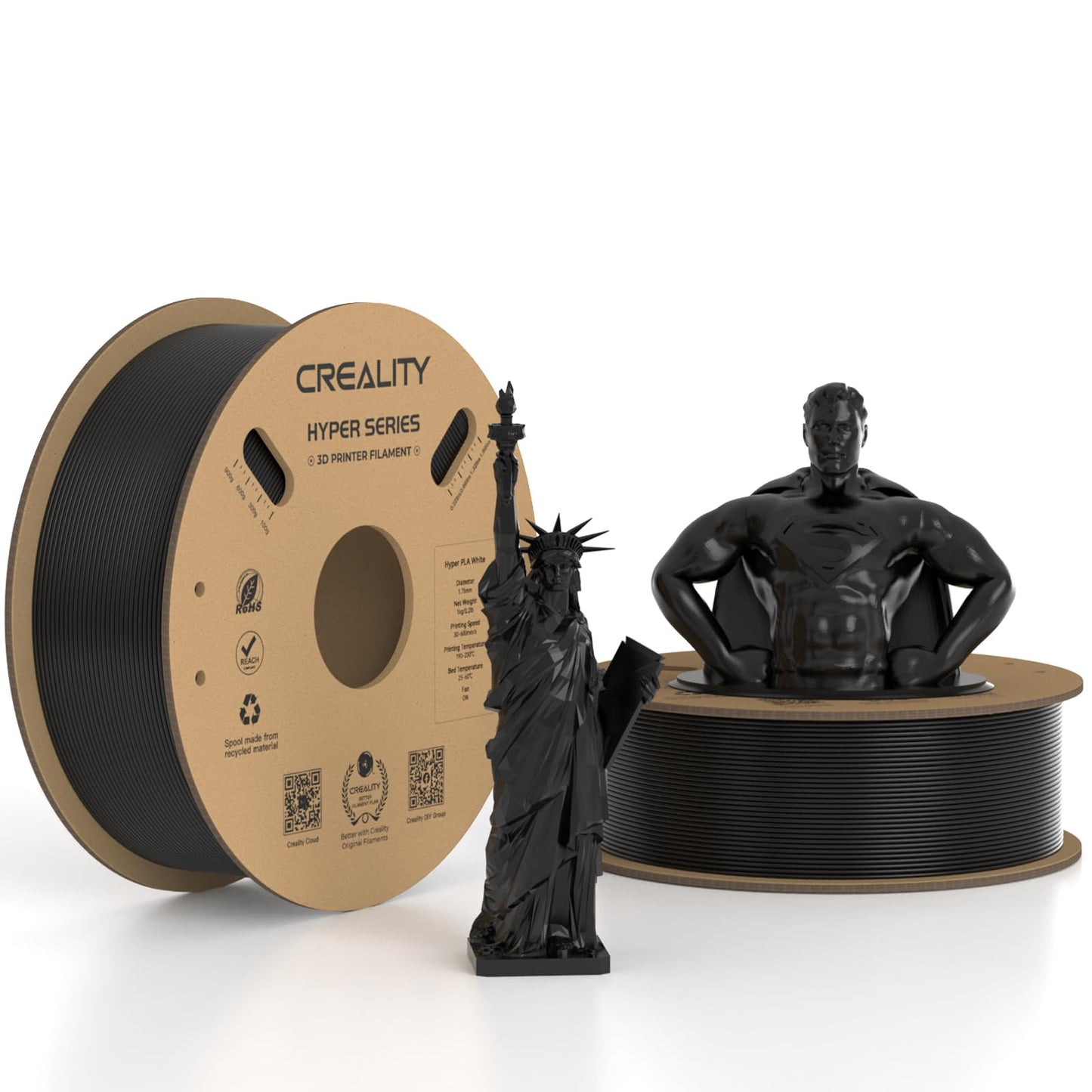 Official Creality Hyper PLA Filament 1.75mm, High Speed PLA 30-600mm/s 3D Printer Filament, Dimensional Accuracy +/-0.02mm, Fit Most FDM 3D Printers,1KG(2.2lbs) Spool White