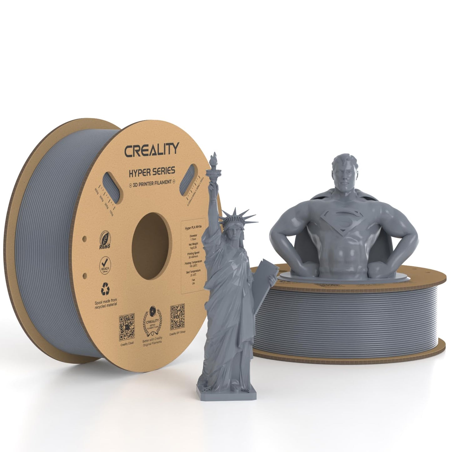 Official Creality Hyper PLA Filament 1.75mm, High Speed PLA 30-600mm/s 3D Printer Filament, Dimensional Accuracy +/-0.02mm, Fit Most FDM 3D Printers,1KG(2.2lbs) Spool White