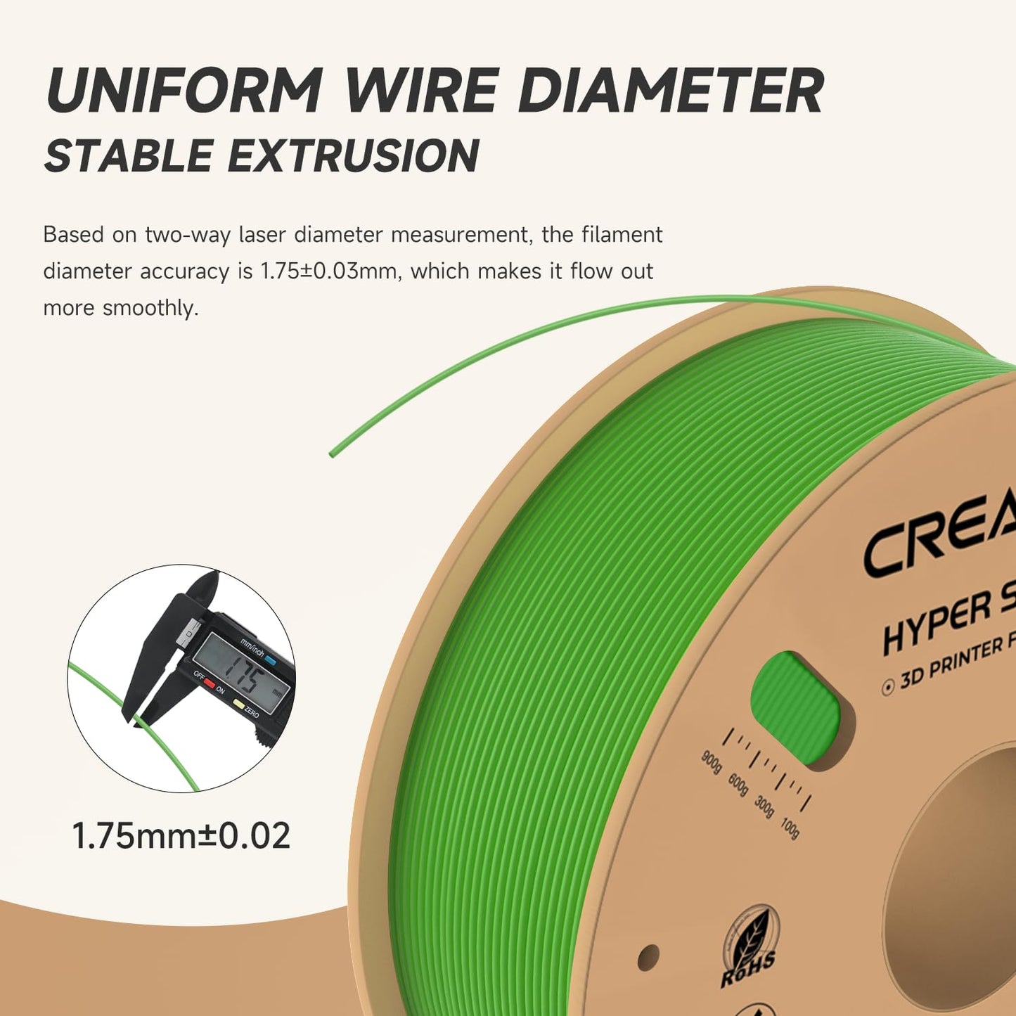 Official Creality Hyper PLA Filament 1.75mm, High Speed PLA 30-600mm/s 3D Printer Filament, Dimensional Accuracy +/-0.02mm, Fit Most FDM 3D Printers,1KG(2.2lbs) Spool White