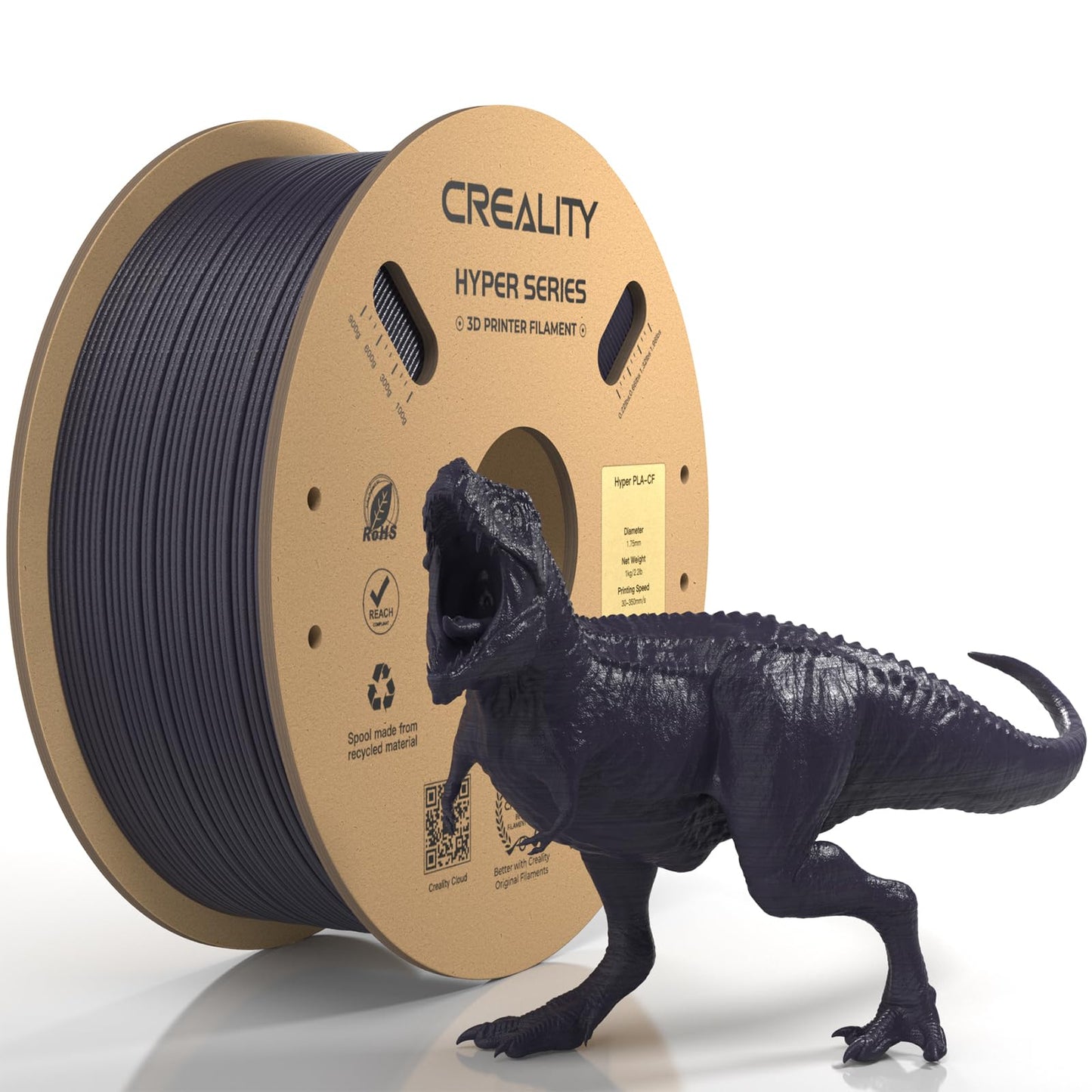 Official Creality Hyper PLA Filament 1.75mm, High Speed PLA 30-600mm/s 3D Printer Filament, Dimensional Accuracy +/-0.02mm, Fit Most FDM 3D Printers,1KG(2.2lbs) Spool White