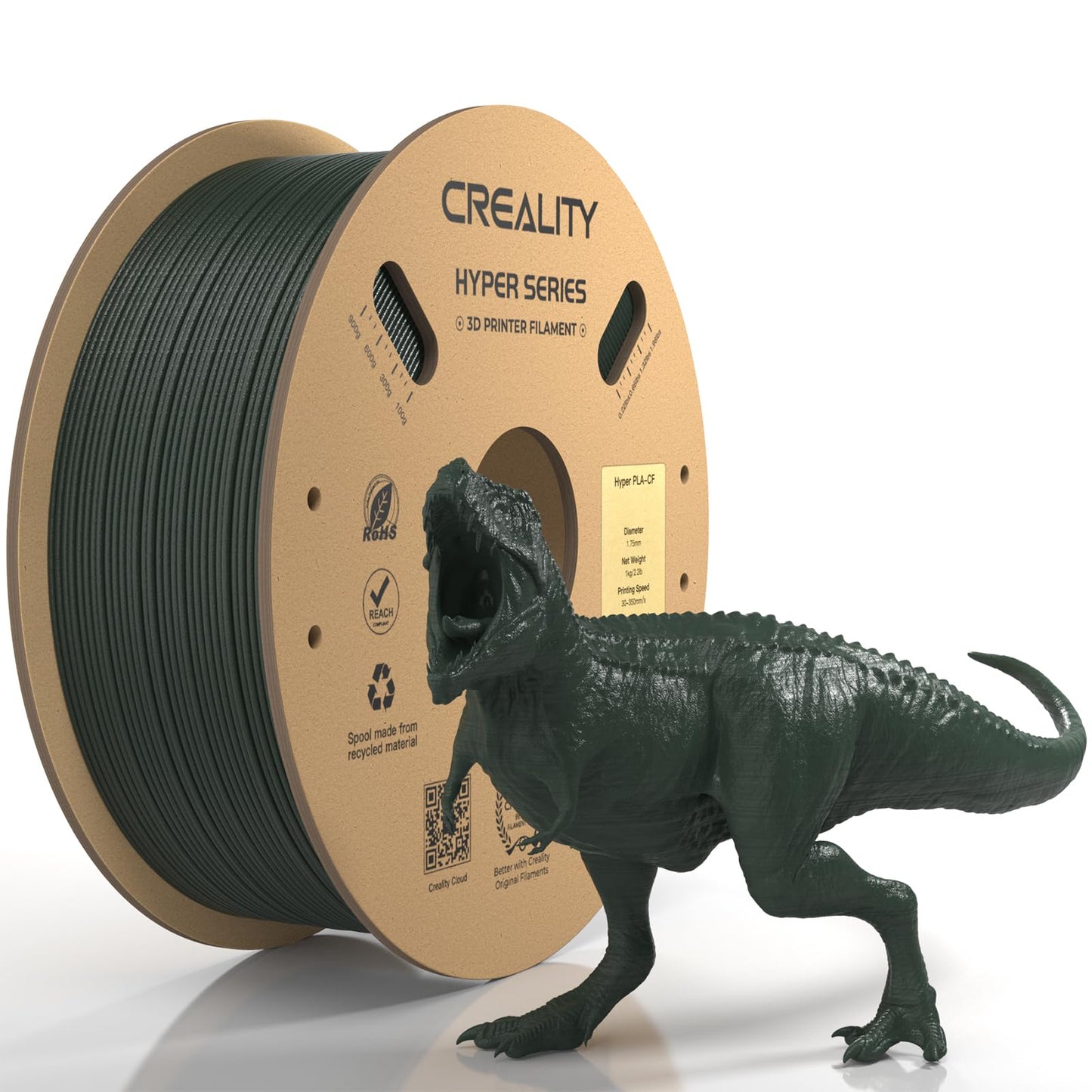 Official Creality Hyper PLA Filament 1.75mm, High Speed PLA 30-600mm/s 3D Printer Filament, Dimensional Accuracy +/-0.02mm, Fit Most FDM 3D Printers,1KG(2.2lbs) Spool White