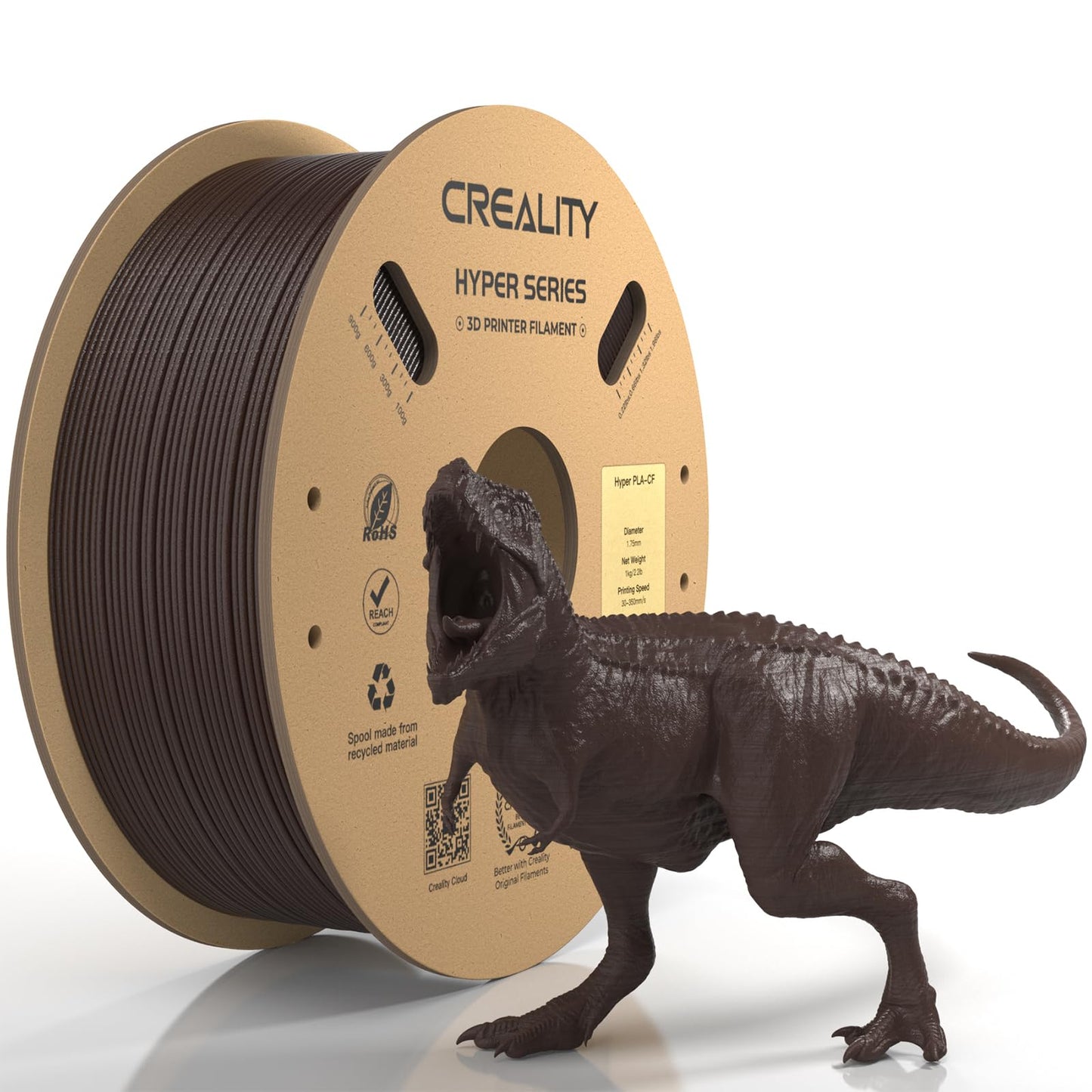 Official Creality Hyper PLA Filament 1.75mm, High Speed PLA 30-600mm/s 3D Printer Filament, Dimensional Accuracy +/-0.02mm, Fit Most FDM 3D Printers,1KG(2.2lbs) Spool White