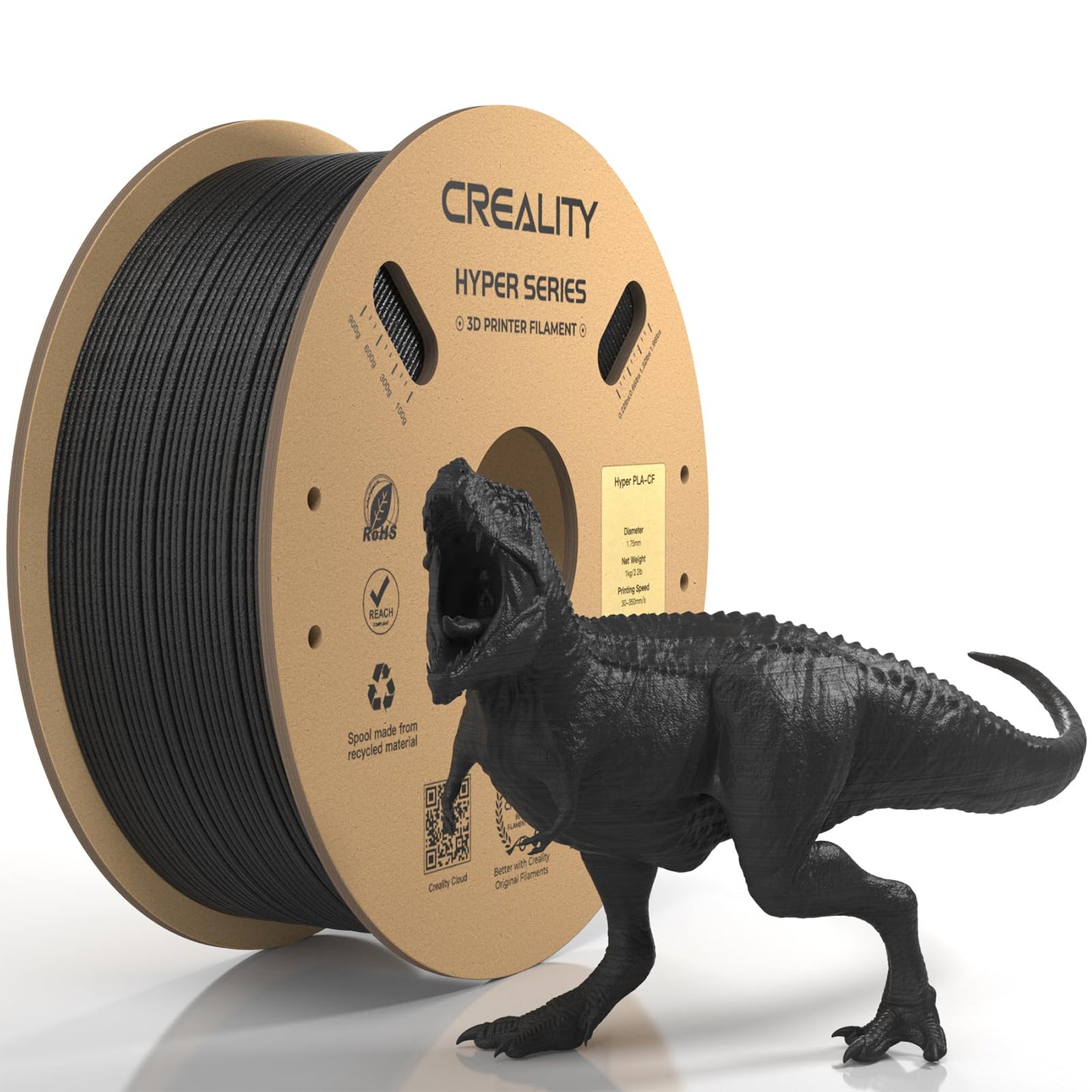 Official Creality Hyper PLA Filament 1.75mm, High Speed PLA 30-600mm/s 3D Printer Filament, Dimensional Accuracy +/-0.02mm, Fit Most FDM 3D Printers,1KG(2.2lbs) Spool White
