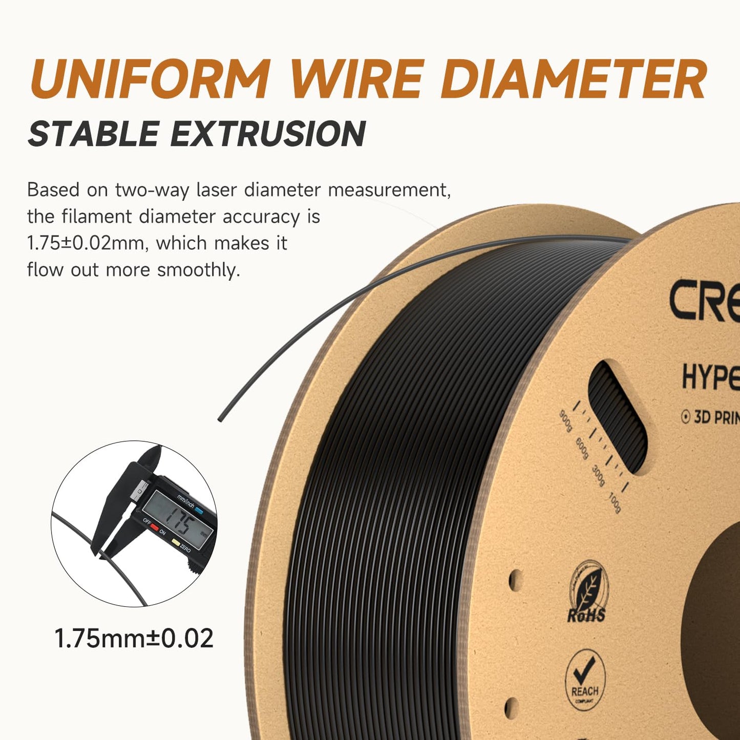 Official Creality Hyper PLA Filament 1.75mm, High Speed PLA 30-600mm/s 3D Printer Filament, Dimensional Accuracy +/-0.02mm, Fit Most FDM 3D Printers,1KG(2.2lbs) Spool White
