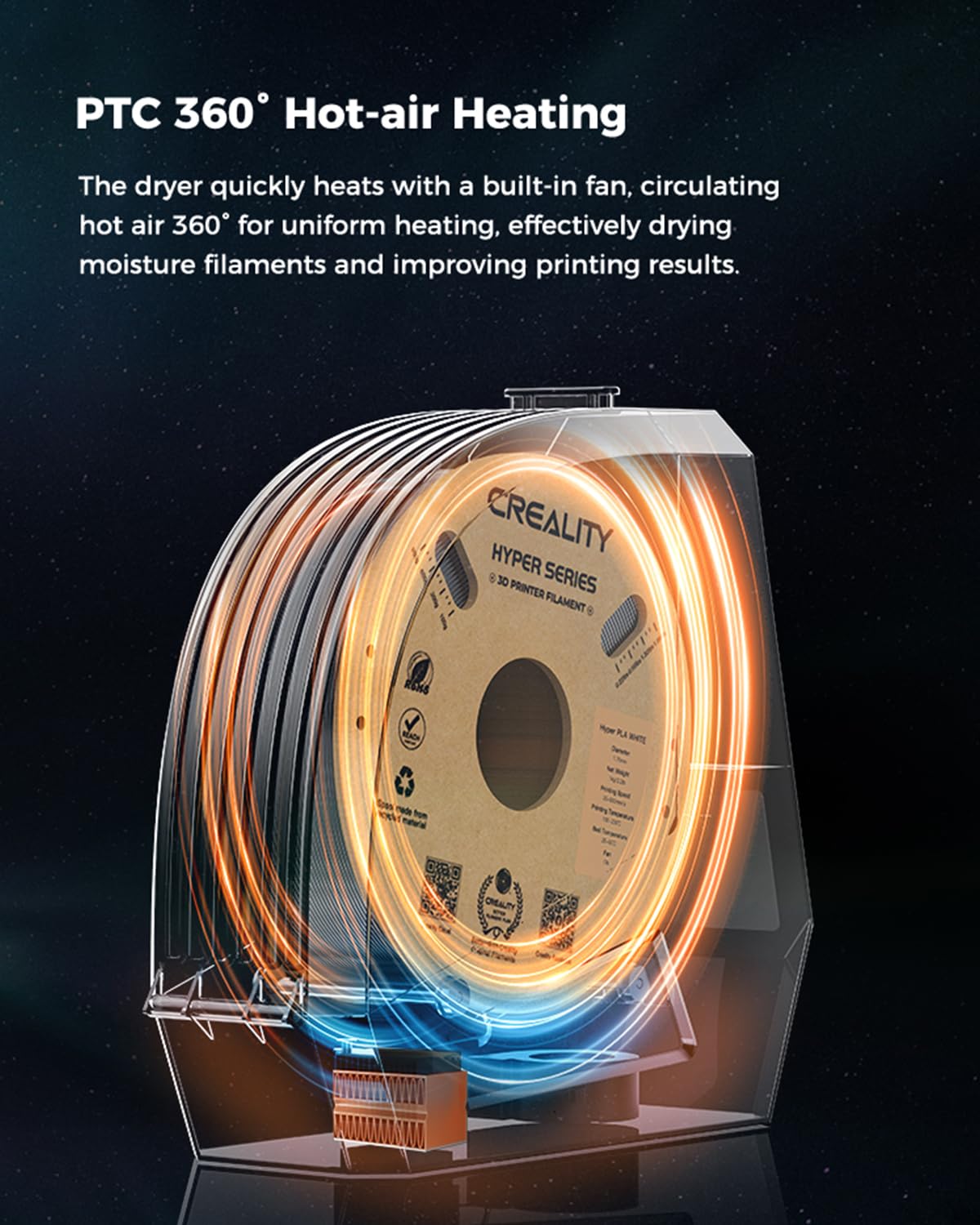 Official Creality Hyper PLA Filament 1.75mm, High Speed PLA 30-600mm/s 3D Printer Filament, Dimensional Accuracy +/-0.02mm, Fit Most FDM 3D Printers,1KG(2.2lbs) Spool White