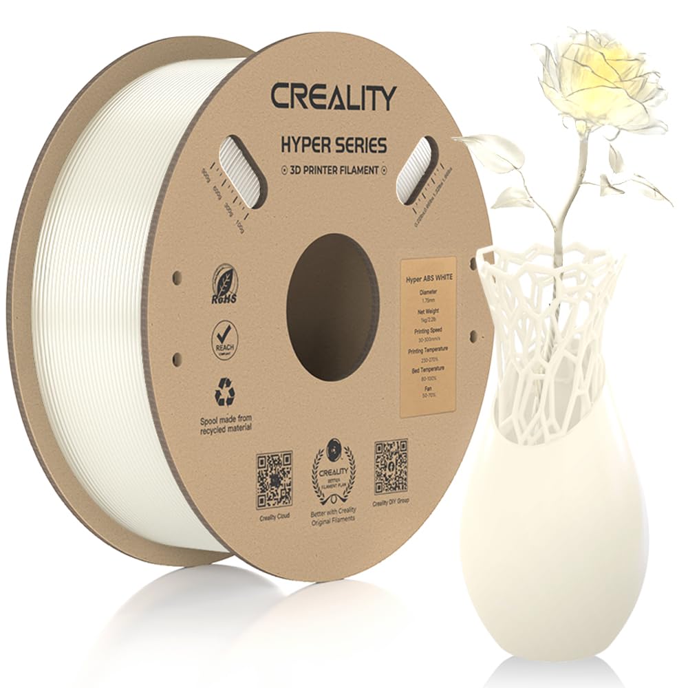 Creality Hyper ABS Filament 1.75mm Black, 3D Printer Filament ABS for High Temperature Resistance, High Impact Resistance, Odorless Non-Toxic 1kg(2.2lb)/Spool, Fits for Most 3D Printers