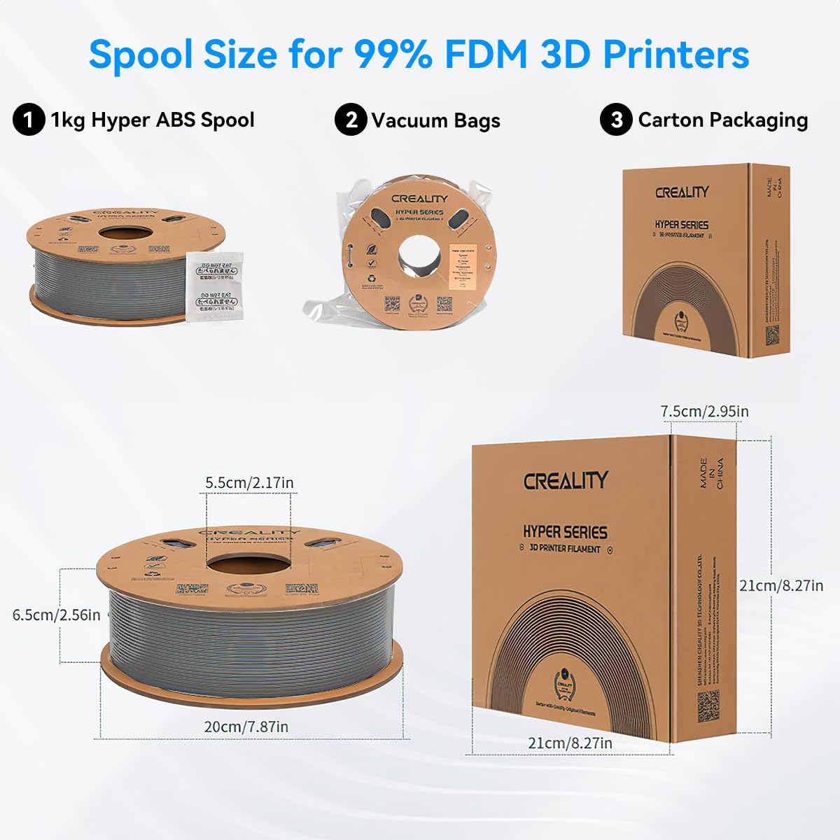 Creality Hyper ABS Filament 1.75mm Black, 3D Printer Filament ABS for High Temperature Resistance, High Impact Resistance, Odorless Non-Toxic 1kg(2.2lb)/Spool, Fits for Most 3D Printers