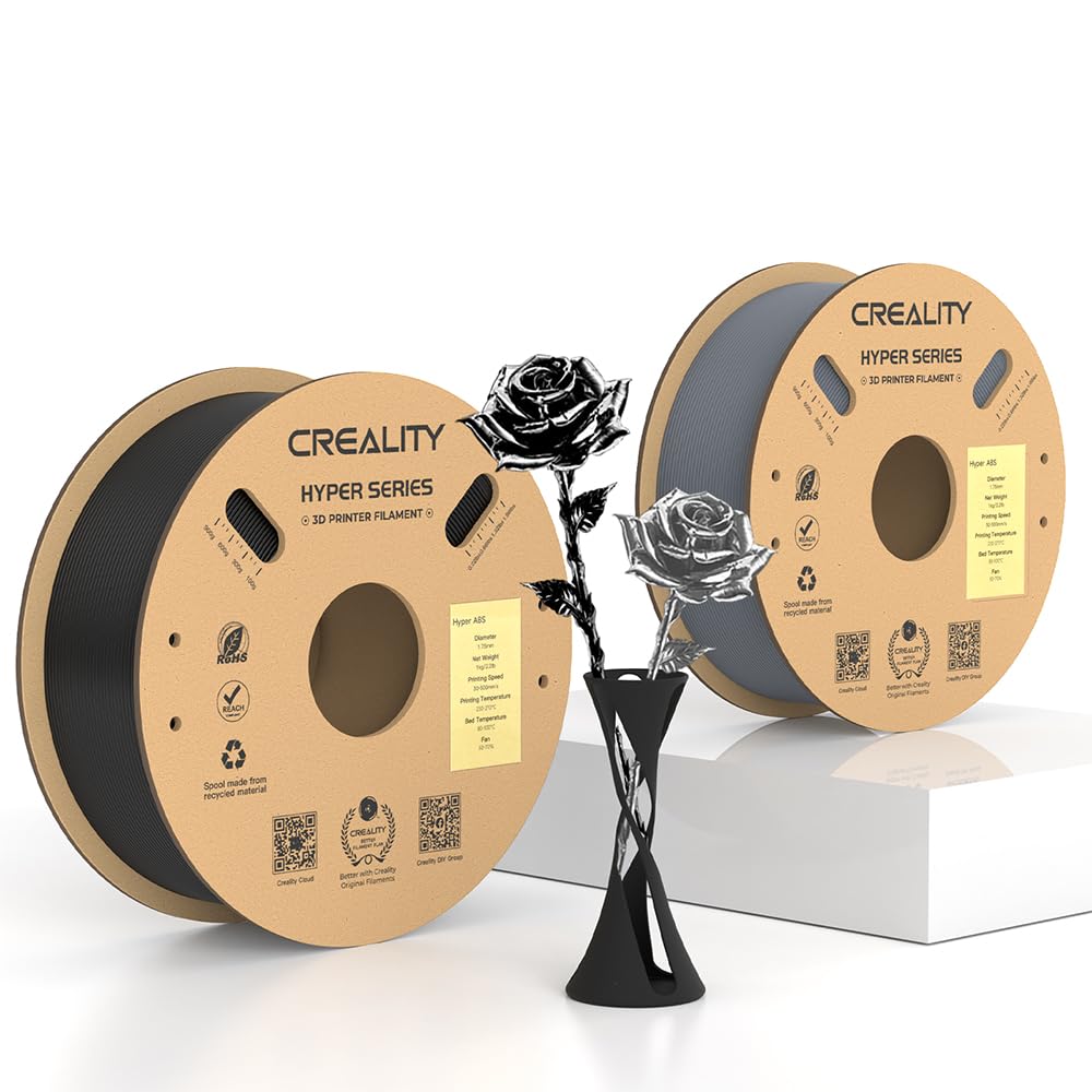 Creality Hyper ABS Filament 1.75mm Black, 3D Printer Filament ABS for High Temperature Resistance, High Impact Resistance, Odorless Non-Toxic 1kg(2.2lb)/Spool, Fits for Most 3D Printers