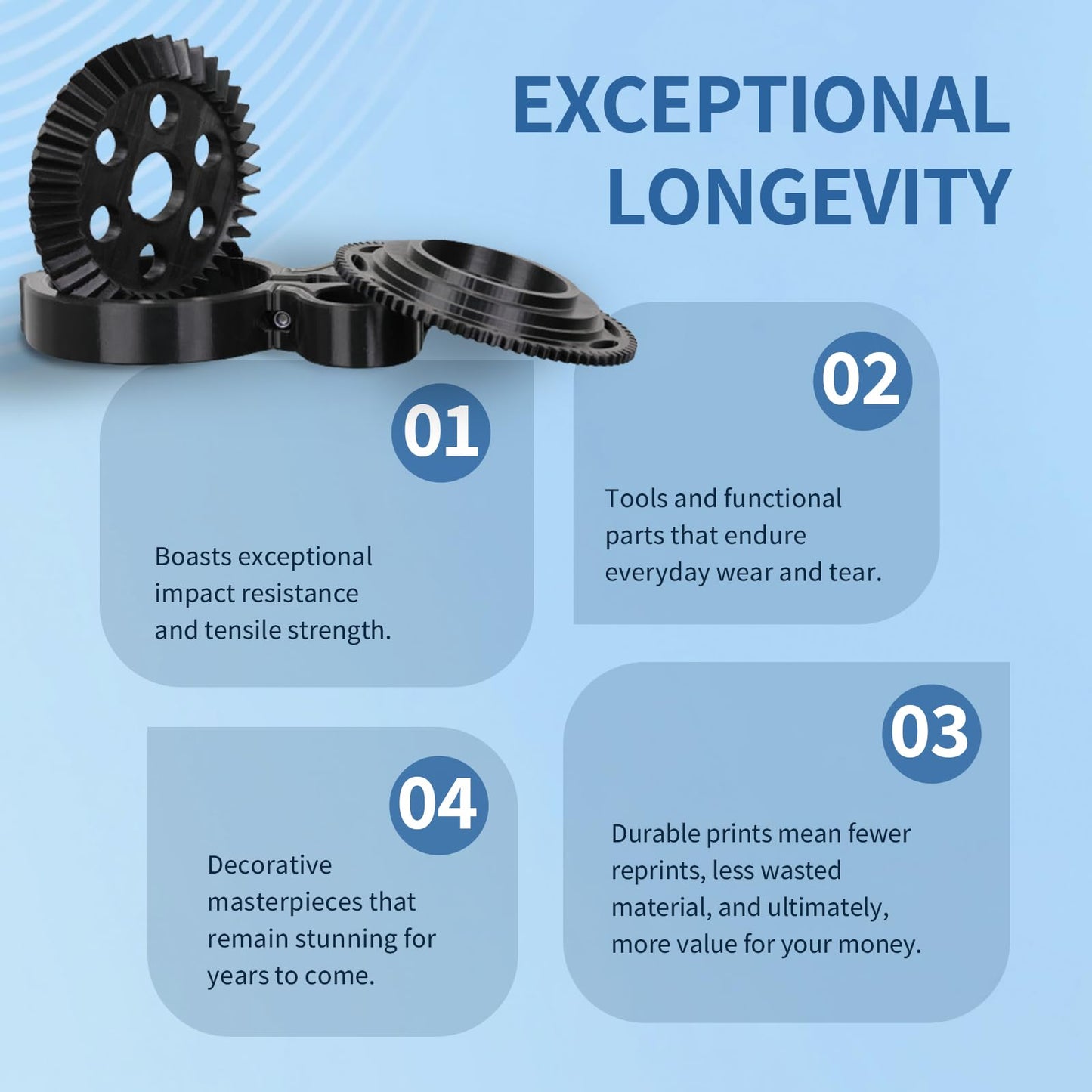 OVERTURE Nylon Filament 1.75mm 3D Printer Filament, Polyamide (PA) 1kg Spool (2.2lbs), Dimensional Accuracy +/- 0.02 mm, Fit Most FDM Printer (Gray)