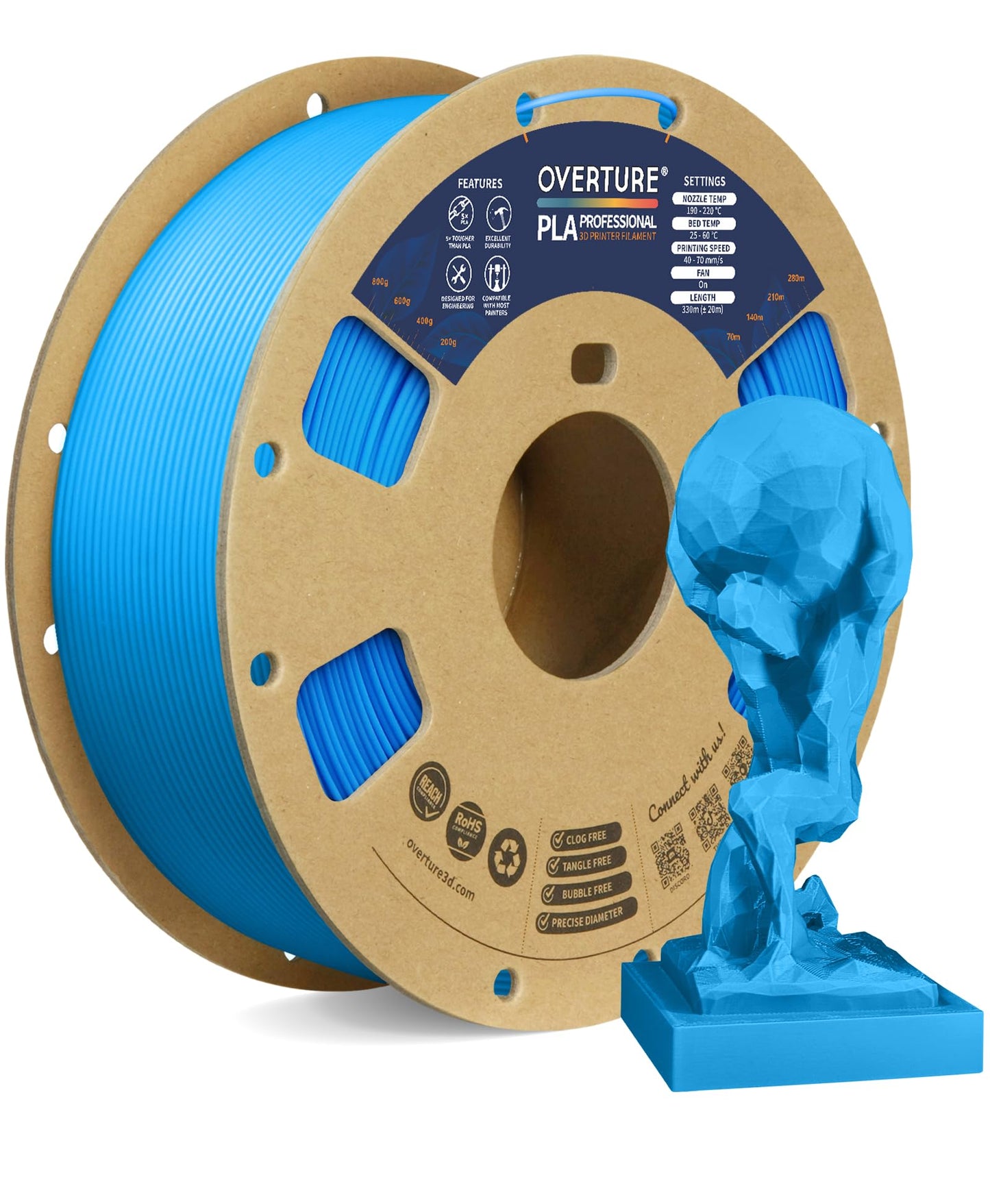 OVERTURE PLA Plus (PLA+) Filament 1.75mm Professional Toughness Enhanced Roll, Cardboard Spool, Premium 1kg(2.2lbs), Dimensional Accuracy Probability +/- 0.02mm (Space Gray)