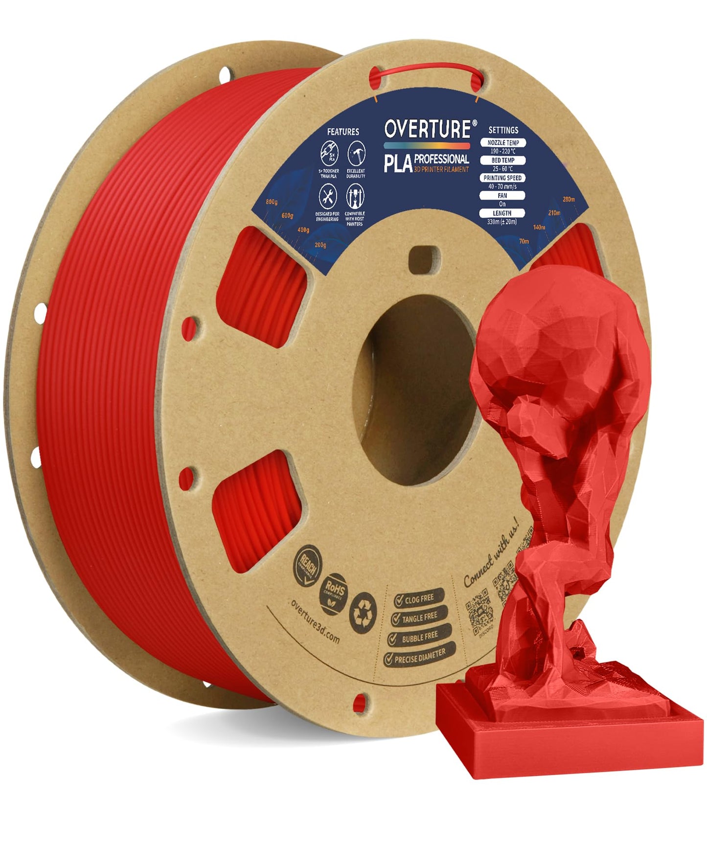 OVERTURE PLA Plus (PLA+) Filament 1.75mm Professional Toughness Enhanced Roll, Cardboard Spool, Premium 1kg(2.2lbs), Dimensional Accuracy Probability +/- 0.02mm (Space Gray)