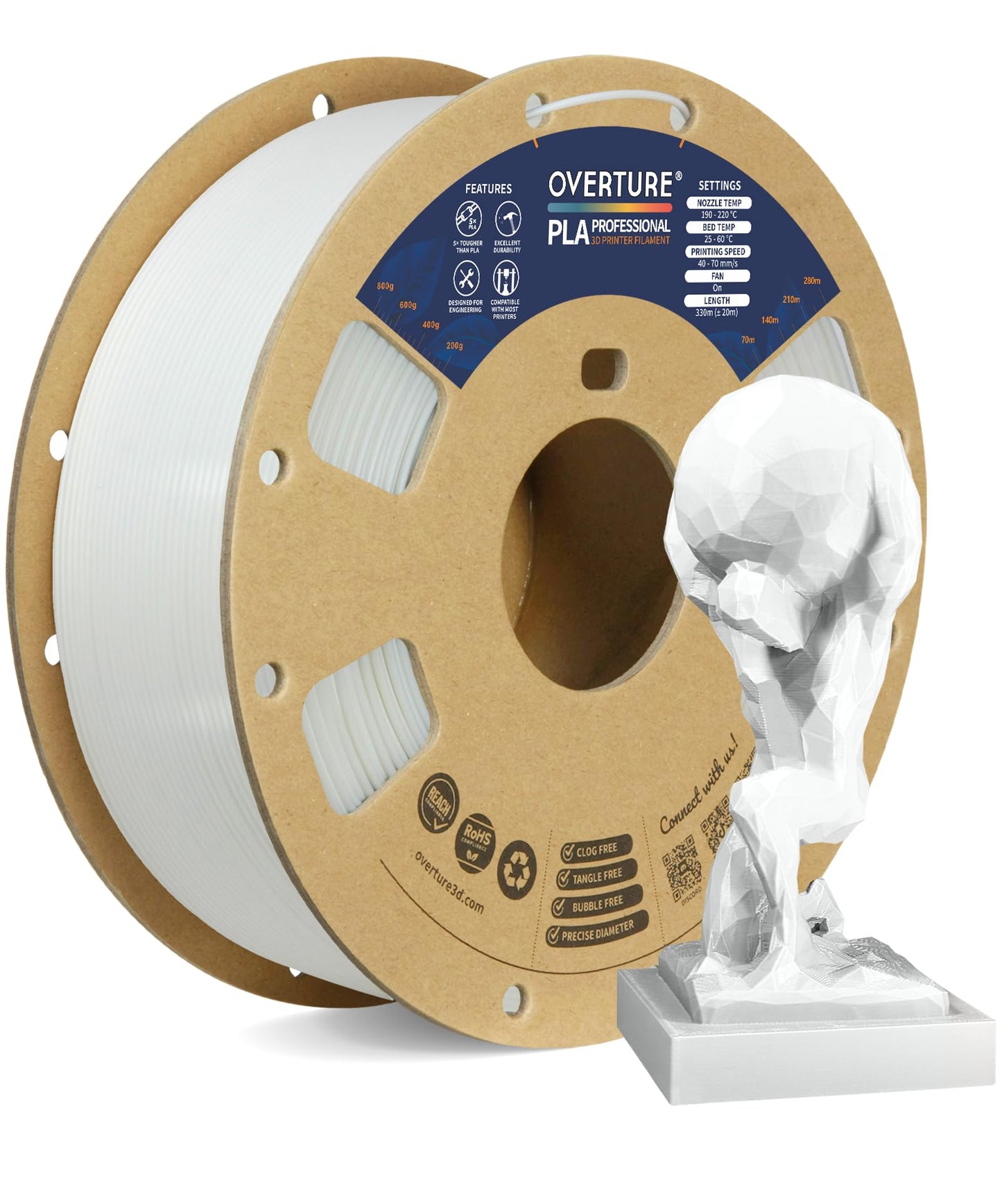 OVERTURE PLA Plus (PLA+) Filament 1.75mm Professional Toughness Enhanced Roll, Cardboard Spool, Premium 1kg(2.2lbs), Dimensional Accuracy Probability +/- 0.02mm (Space Gray)