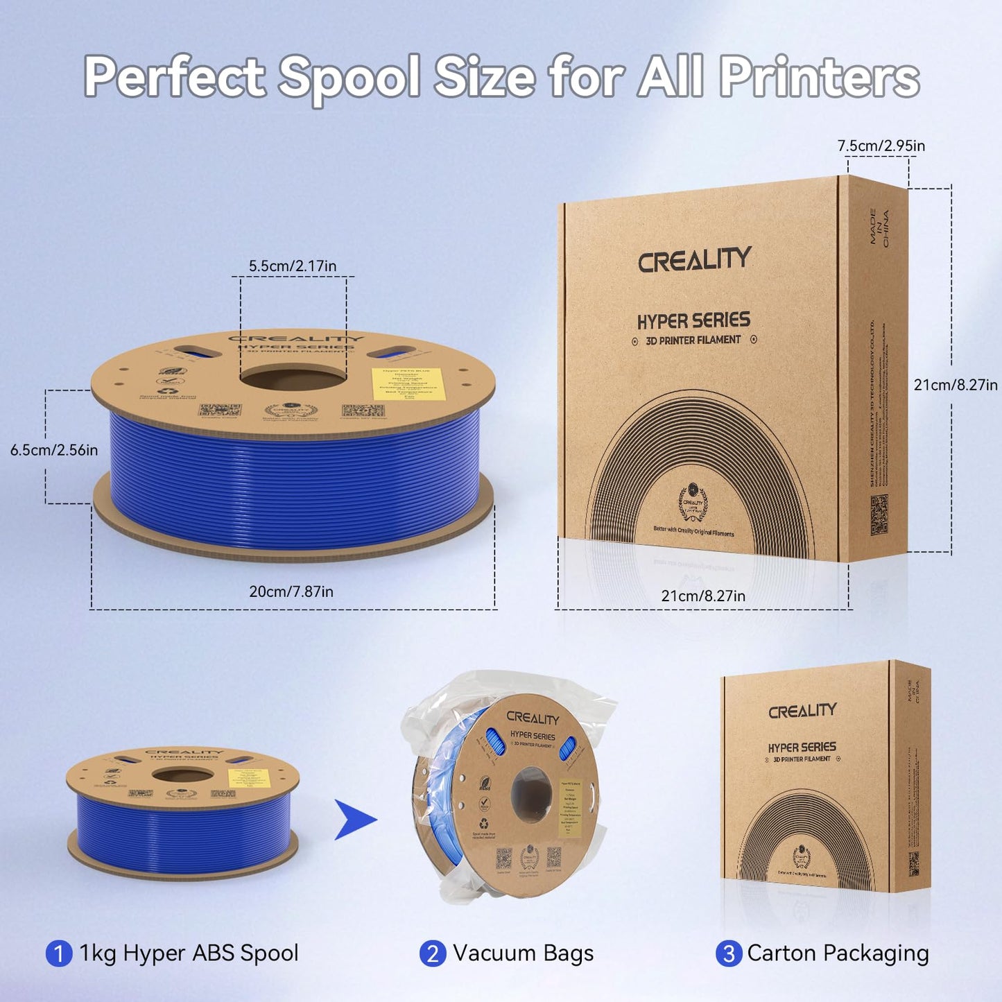 Creality Hyper ABS Filament 1.75mm Black, 3D Printer Filament ABS for High Temperature Resistance, High Impact Resistance, Odorless Non-Toxic 1kg(2.2lb)/Spool, Fits for Most 3D Printers