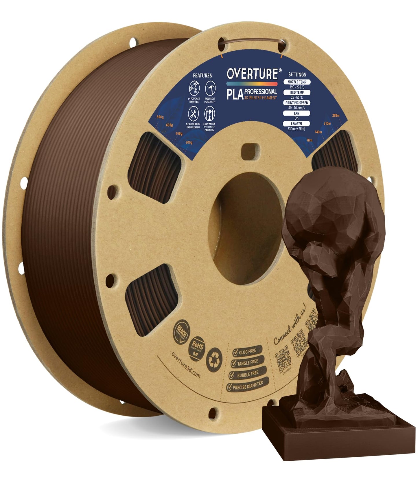 OVERTURE PLA Plus (PLA+) Filament 1.75mm Professional Toughness Enhanced Roll, Cardboard Spool, Premium 1kg(2.2lbs), Dimensional Accuracy Probability +/- 0.02mm (Space Gray)