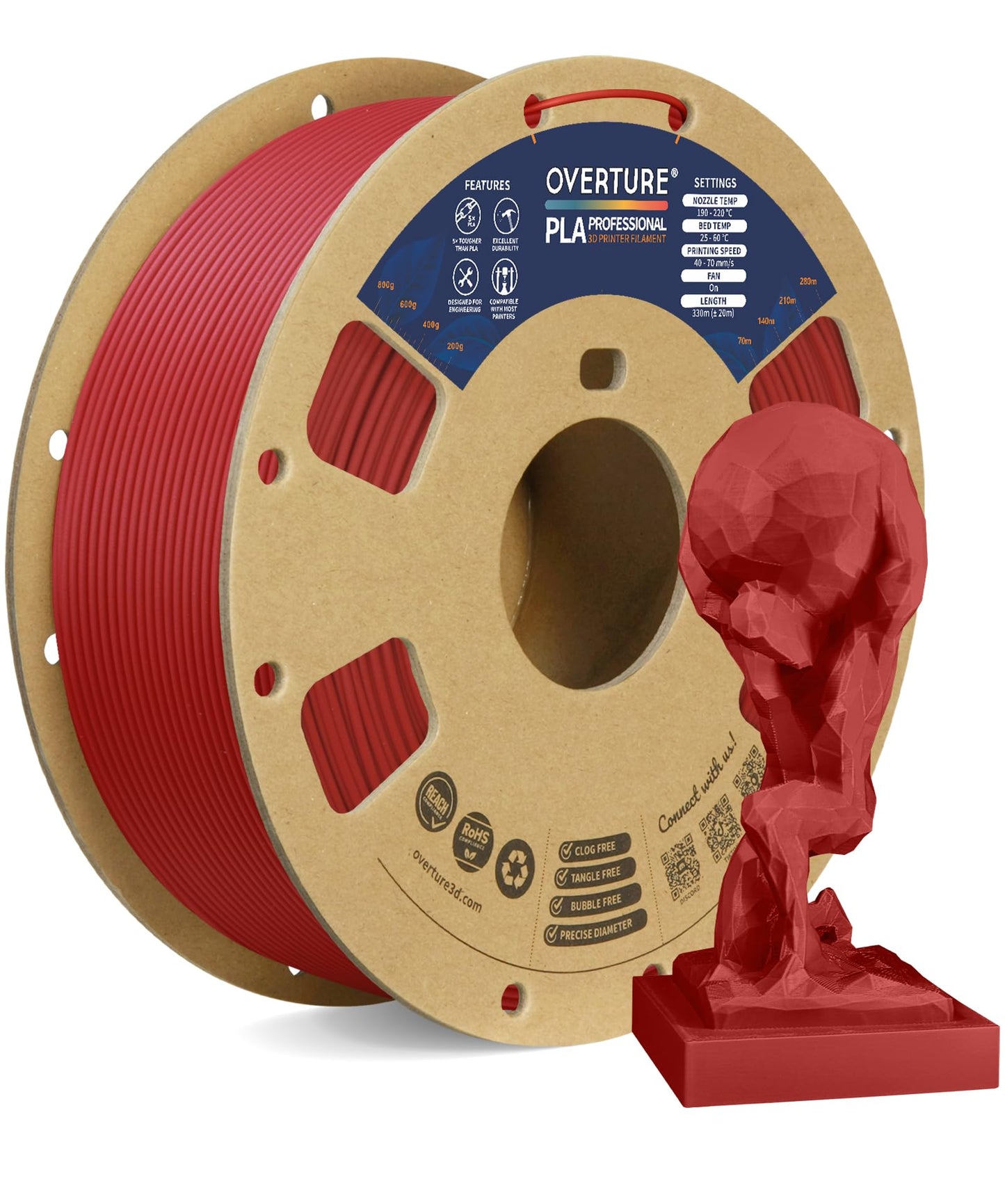 OVERTURE PLA Plus (PLA+) Filament 1.75mm Professional Toughness Enhanced Roll, Cardboard Spool, Premium 1kg(2.2lbs), Dimensional Accuracy Probability +/- 0.02mm (Space Gray)