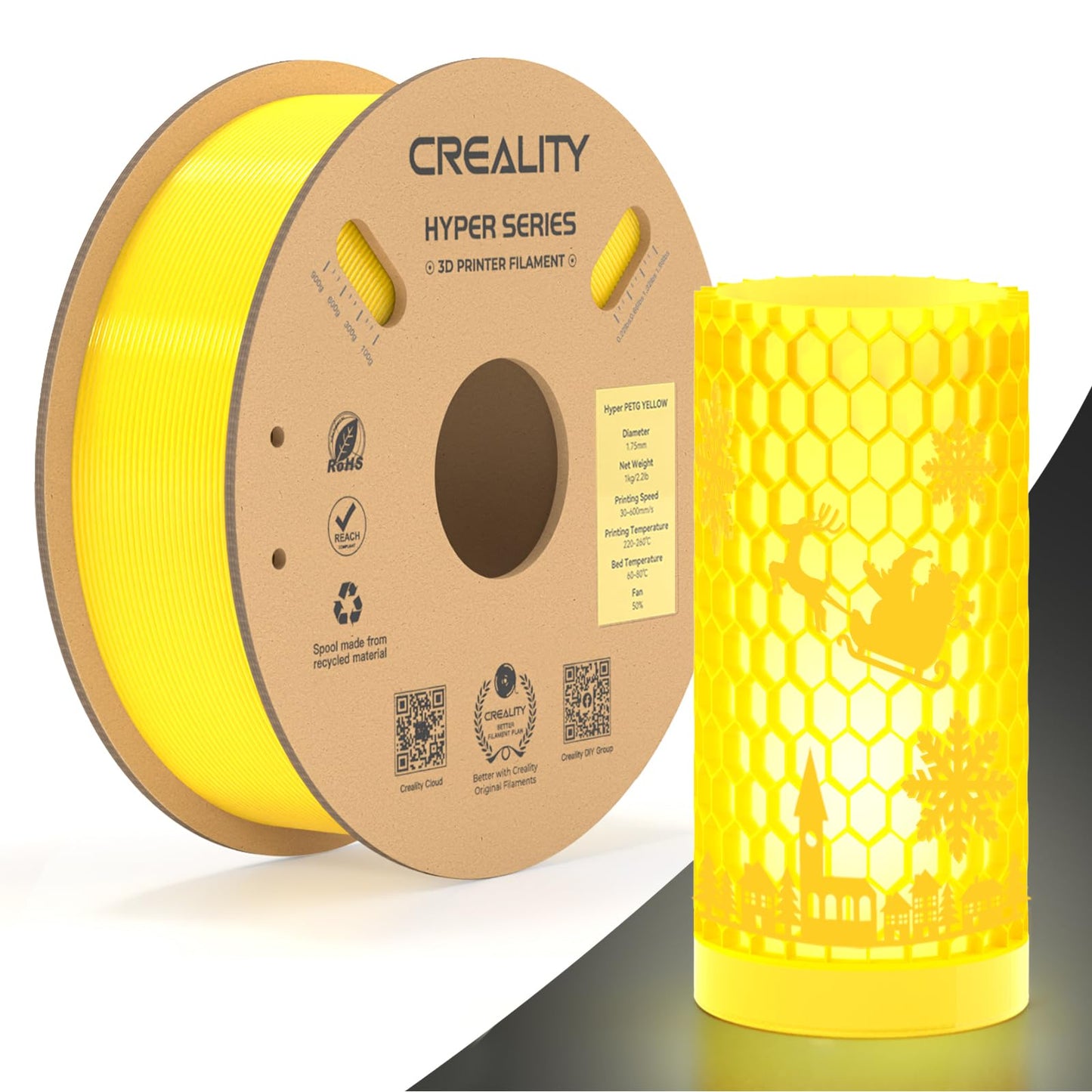 Creality Hyper ABS Filament 1.75mm Black, 3D Printer Filament ABS for High Temperature Resistance, High Impact Resistance, Odorless Non-Toxic 1kg(2.2lb)/Spool, Fits for Most 3D Printers