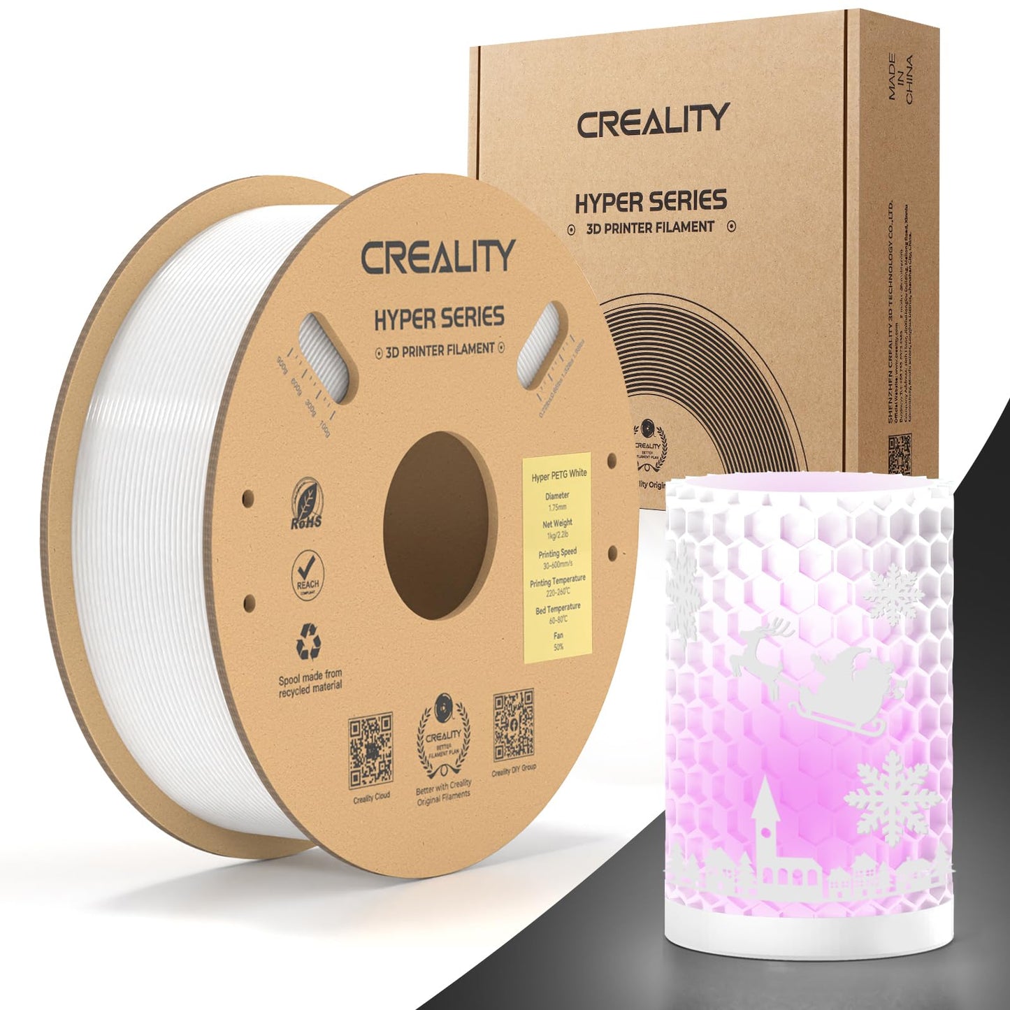 Creality Hyper ABS Filament 1.75mm Black, 3D Printer Filament ABS for High Temperature Resistance, High Impact Resistance, Odorless Non-Toxic 1kg(2.2lb)/Spool, Fits for Most 3D Printers