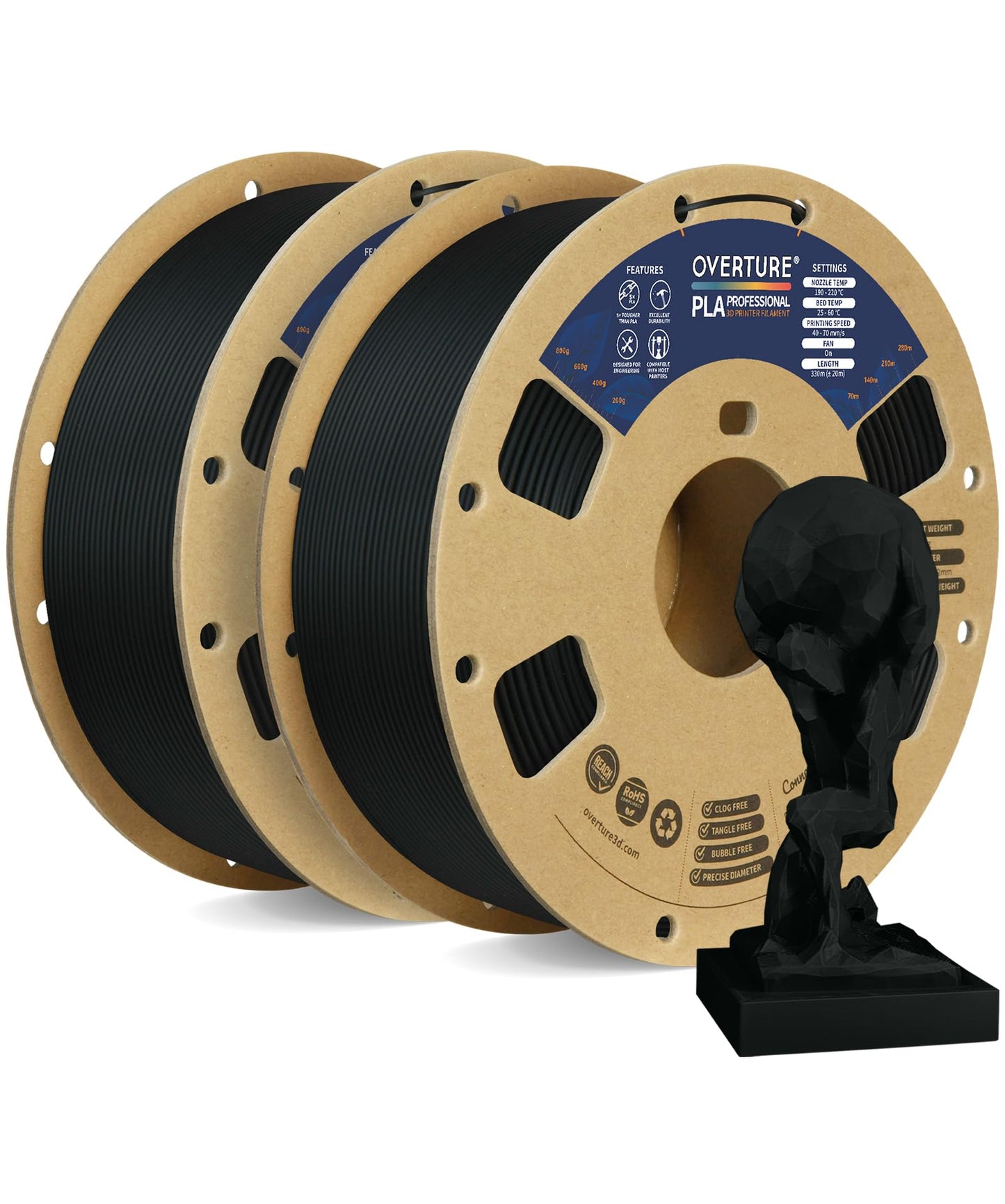 OVERTURE PLA Plus (PLA+) Filament 1.75mm Professional Toughness Enhanced Roll, Cardboard Spool, Premium 1kg(2.2lbs), Dimensional Accuracy Probability +/- 0.02mm (Space Gray)