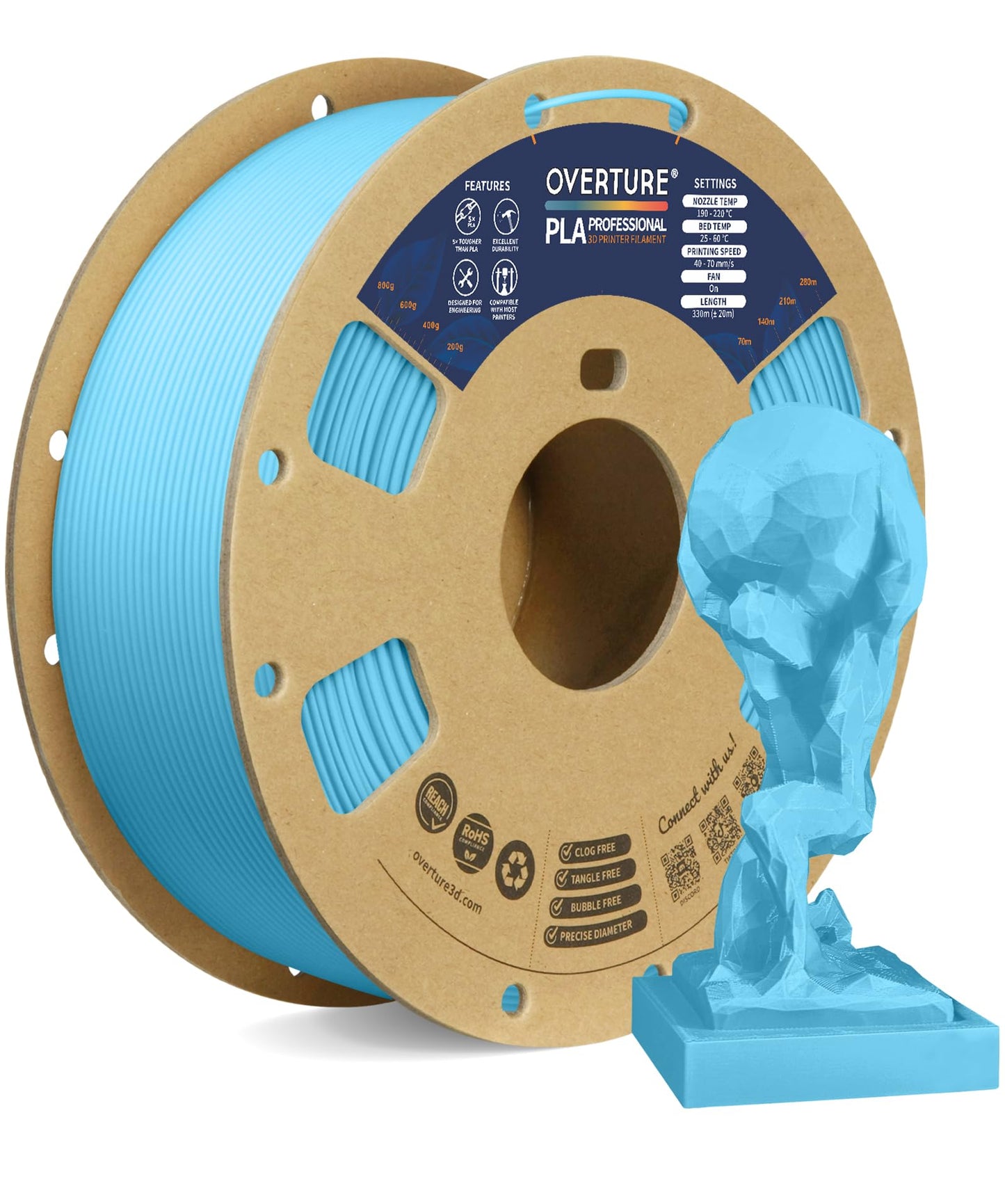 OVERTURE PLA Plus (PLA+) Filament 1.75mm Professional Toughness Enhanced Roll, Cardboard Spool, Premium 1kg(2.2lbs), Dimensional Accuracy Probability +/- 0.02mm (Space Gray)