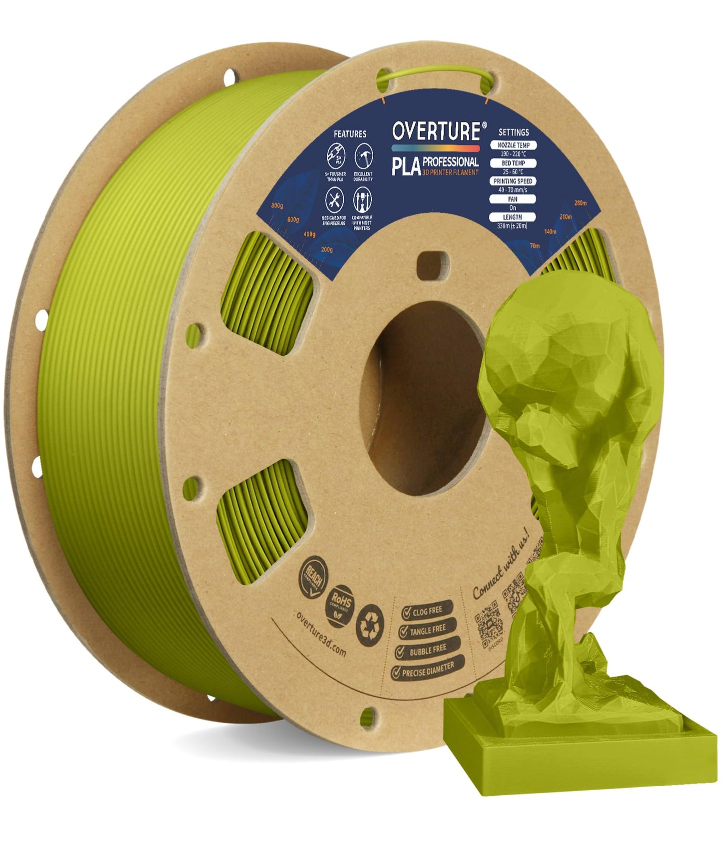 OVERTURE PLA Plus (PLA+) Filament 1.75mm Professional Toughness Enhanced Roll, Cardboard Spool, Premium 1kg(2.2lbs), Dimensional Accuracy Probability +/- 0.02mm (Space Gray)