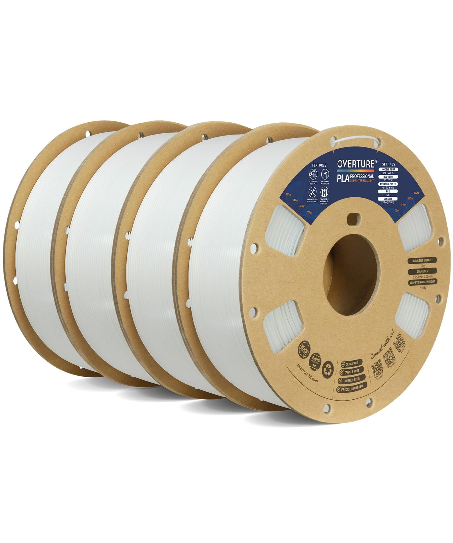OVERTURE PLA Plus (PLA+) Filament 1.75mm Professional Toughness Enhanced Roll, Cardboard Spool, Premium 1kg(2.2lbs), Dimensional Accuracy Probability +/- 0.02mm (Space Gray)