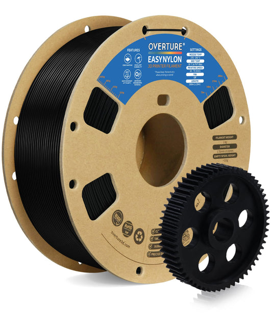 OVERTURE Nylon Filament 1.75mm 3D Printer Filament, Polyamide (PA) 1kg Spool (2.2lbs), Dimensional Accuracy +/- 0.02 mm, Fit Most FDM Printer (Gray)