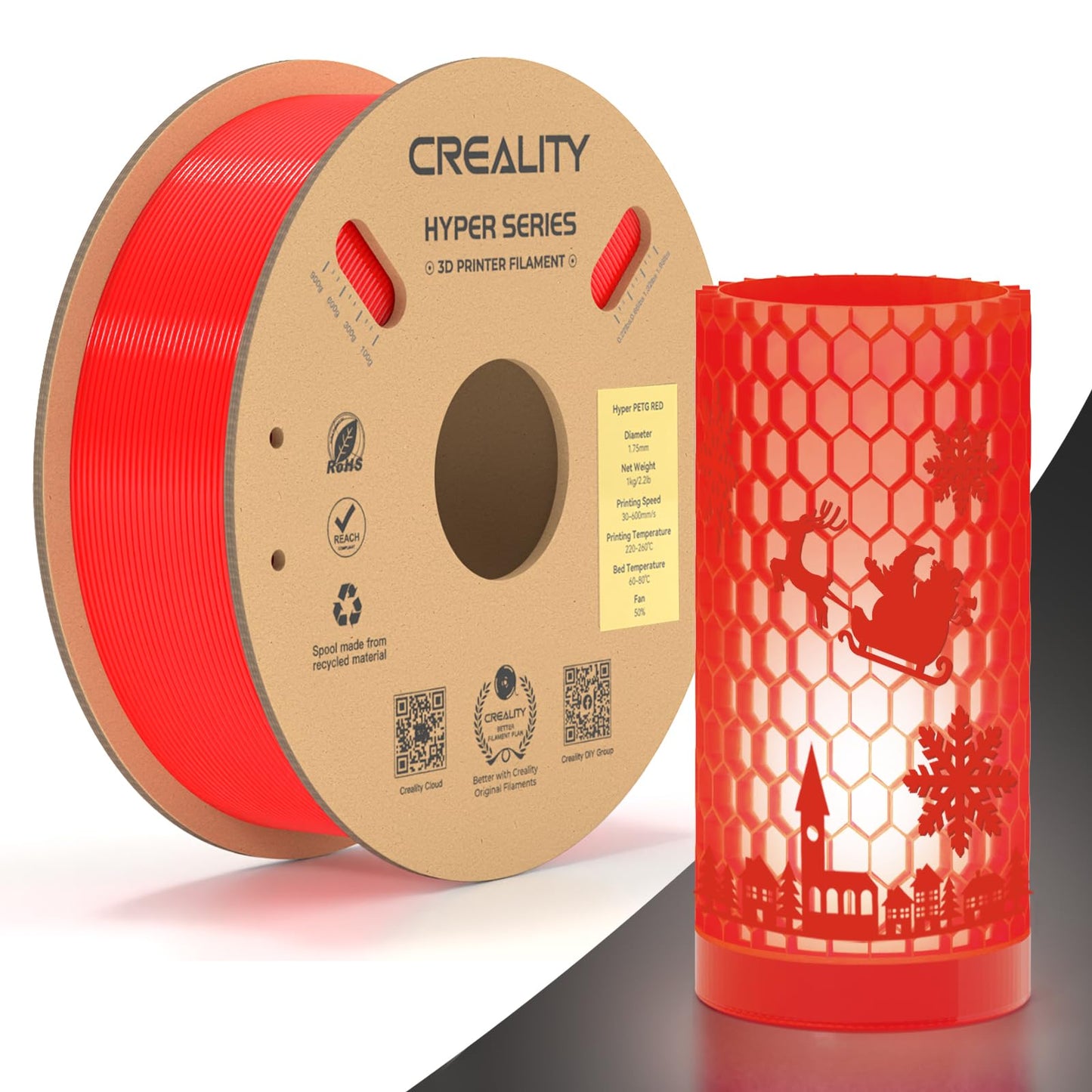 Creality Hyper ABS Filament 1.75mm Black, 3D Printer Filament ABS for High Temperature Resistance, High Impact Resistance, Odorless Non-Toxic 1kg(2.2lb)/Spool, Fits for Most 3D Printers