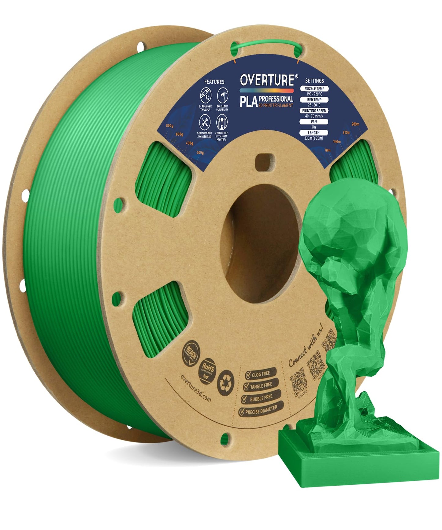 OVERTURE PLA Plus (PLA+) Filament 1.75mm Professional Toughness Enhanced Roll, Cardboard Spool, Premium 1kg(2.2lbs), Dimensional Accuracy Probability +/- 0.02mm (Space Gray)