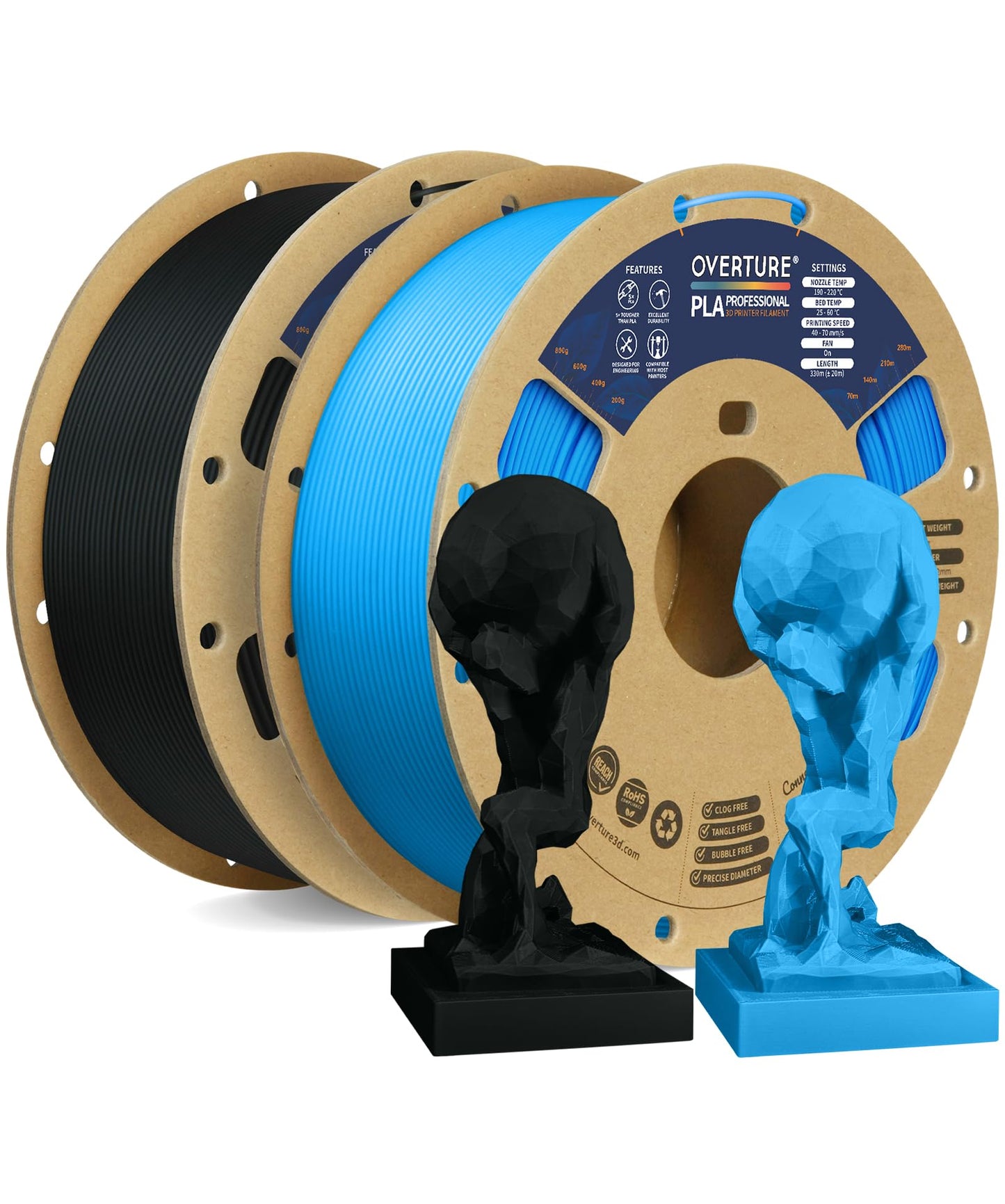 OVERTURE PLA Plus (PLA+) Filament 1.75mm Professional Toughness Enhanced Roll, Cardboard Spool, Premium 1kg(2.2lbs), Dimensional Accuracy Probability +/- 0.02mm (Space Gray)