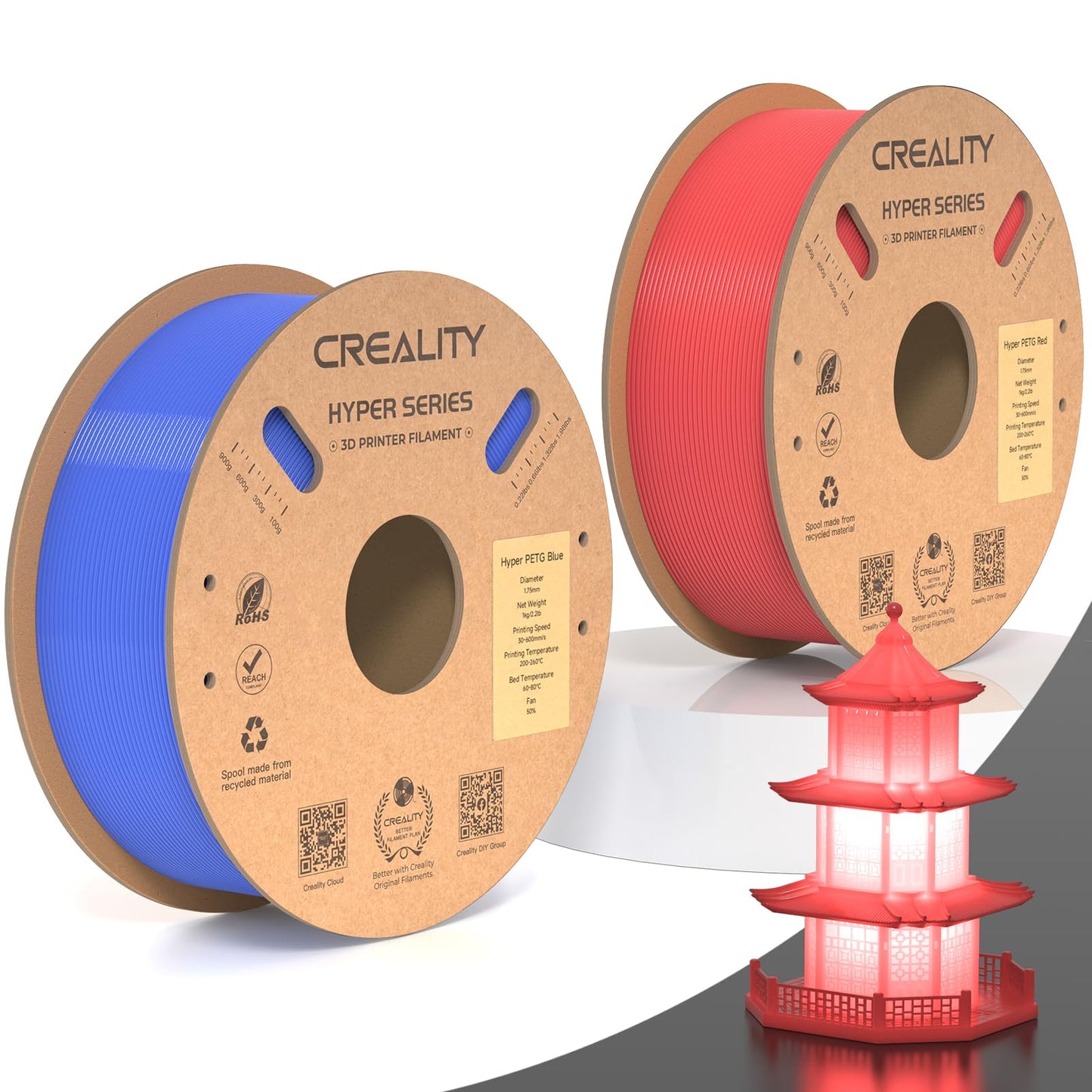 Creality Hyper ABS Filament 1.75mm Black, 3D Printer Filament ABS for High Temperature Resistance, High Impact Resistance, Odorless Non-Toxic 1kg(2.2lb)/Spool, Fits for Most 3D Printers