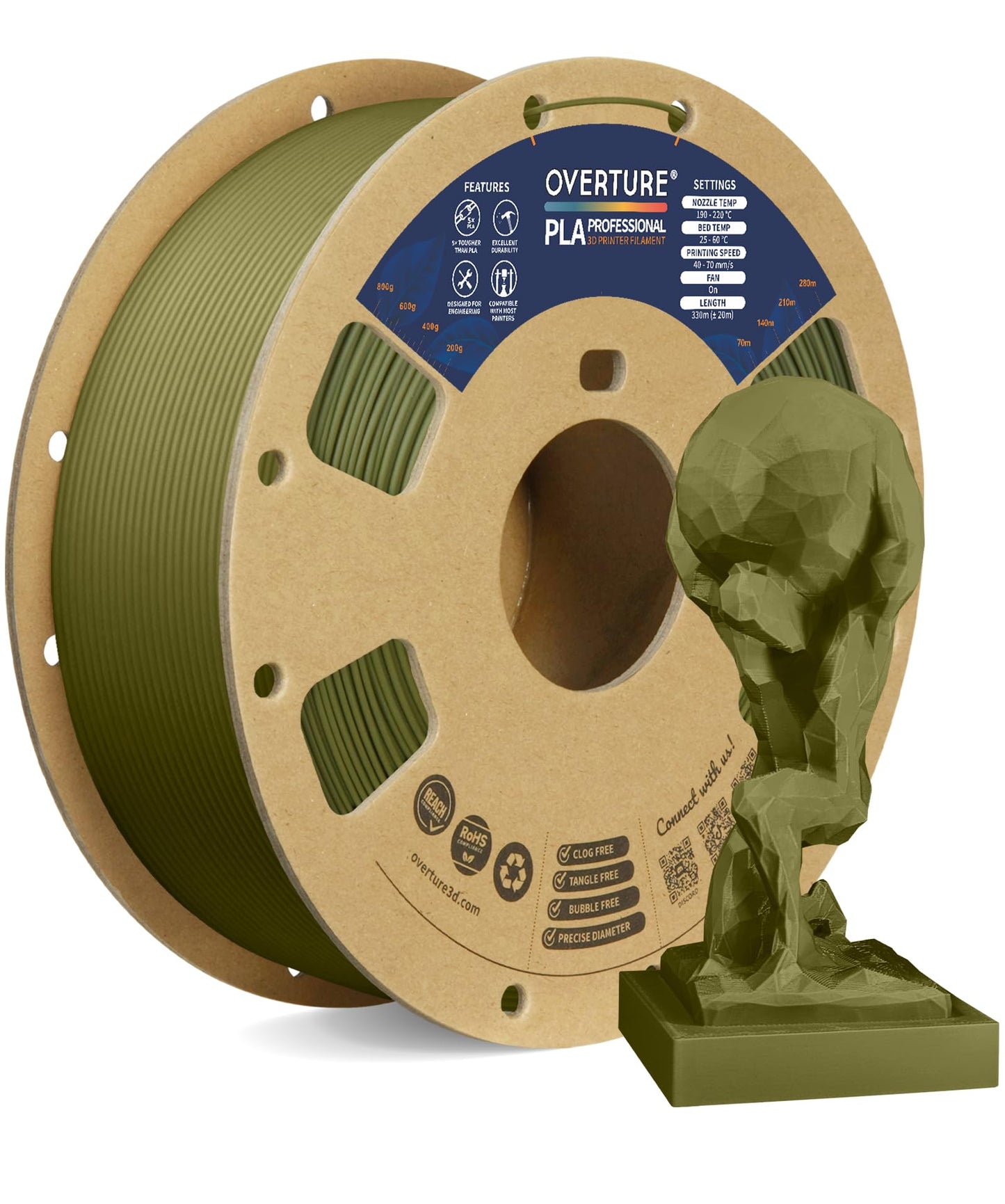 OVERTURE PLA Plus (PLA+) Filament 1.75mm Professional Toughness Enhanced Roll, Cardboard Spool, Premium 1kg(2.2lbs), Dimensional Accuracy Probability +/- 0.02mm (Space Gray)