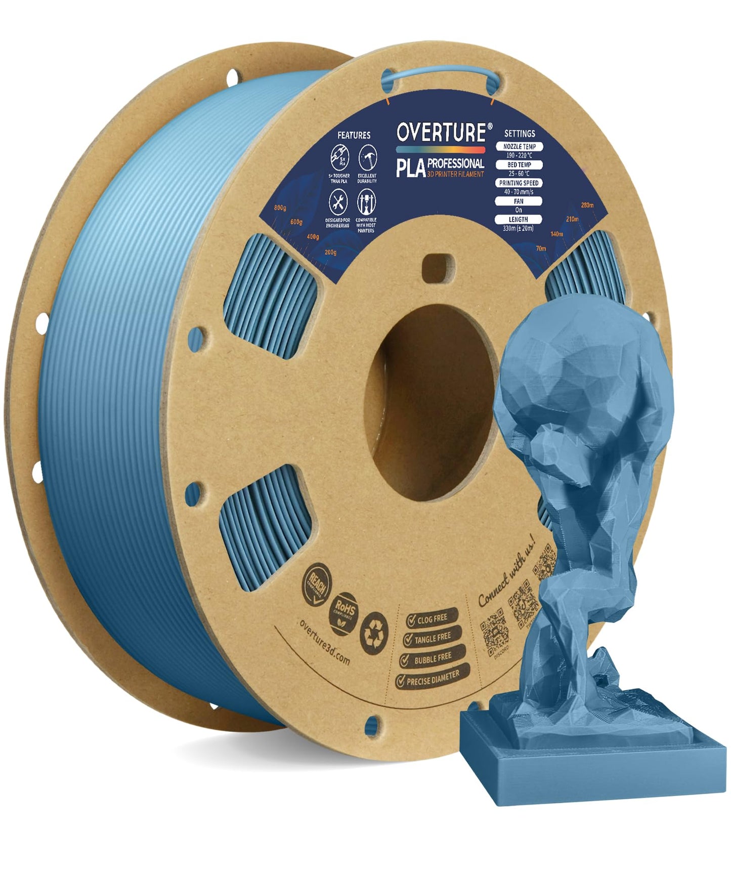OVERTURE PLA Plus (PLA+) Filament 1.75mm Professional Toughness Enhanced Roll, Cardboard Spool, Premium 1kg(2.2lbs), Dimensional Accuracy Probability +/- 0.02mm (Space Gray)