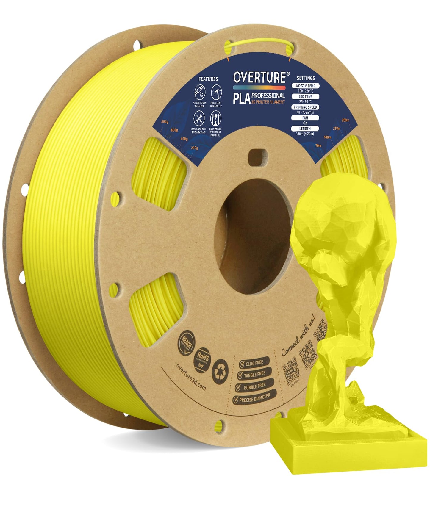 OVERTURE PLA Plus (PLA+) Filament 1.75mm Professional Toughness Enhanced Roll, Cardboard Spool, Premium 1kg(2.2lbs), Dimensional Accuracy Probability +/- 0.02mm (Space Gray)