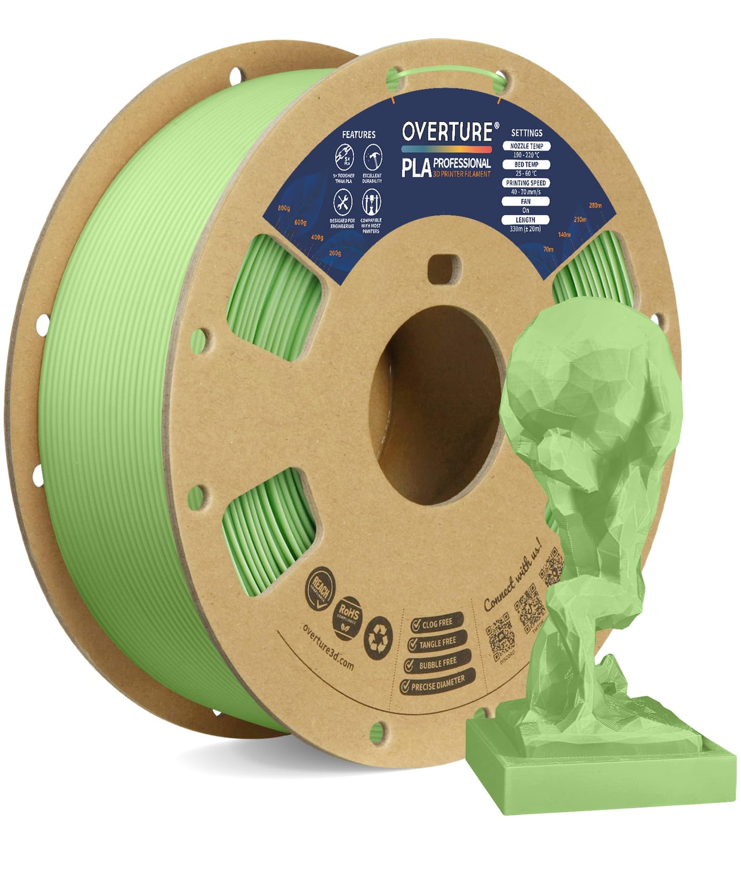 OVERTURE PLA Plus (PLA+) Filament 1.75mm Professional Toughness Enhanced Roll, Cardboard Spool, Premium 1kg(2.2lbs), Dimensional Accuracy Probability +/- 0.02mm (Space Gray)