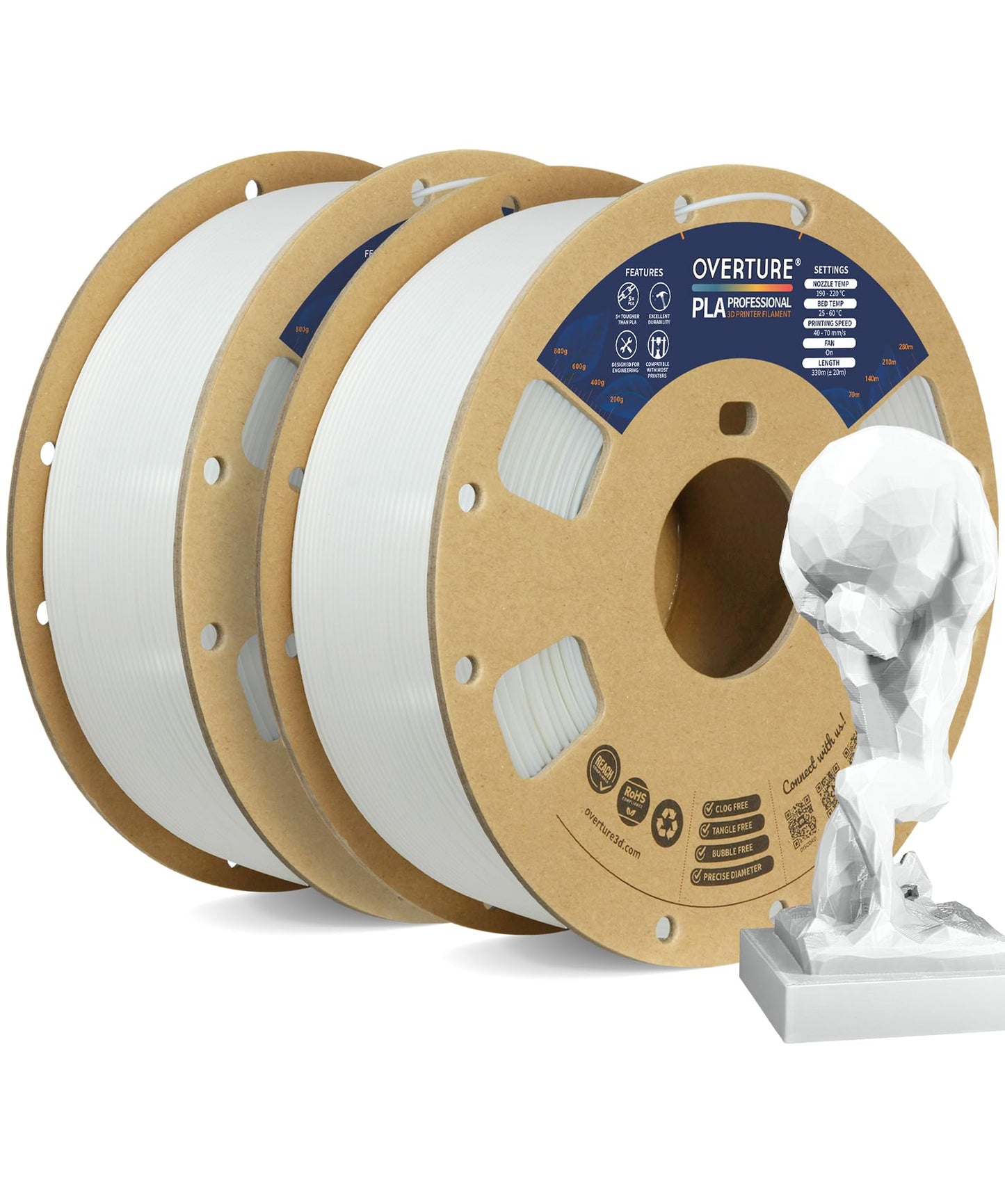 OVERTURE PLA Plus (PLA+) Filament 1.75mm Professional Toughness Enhanced Roll, Cardboard Spool, Premium 1kg(2.2lbs), Dimensional Accuracy Probability +/- 0.02mm (Space Gray)