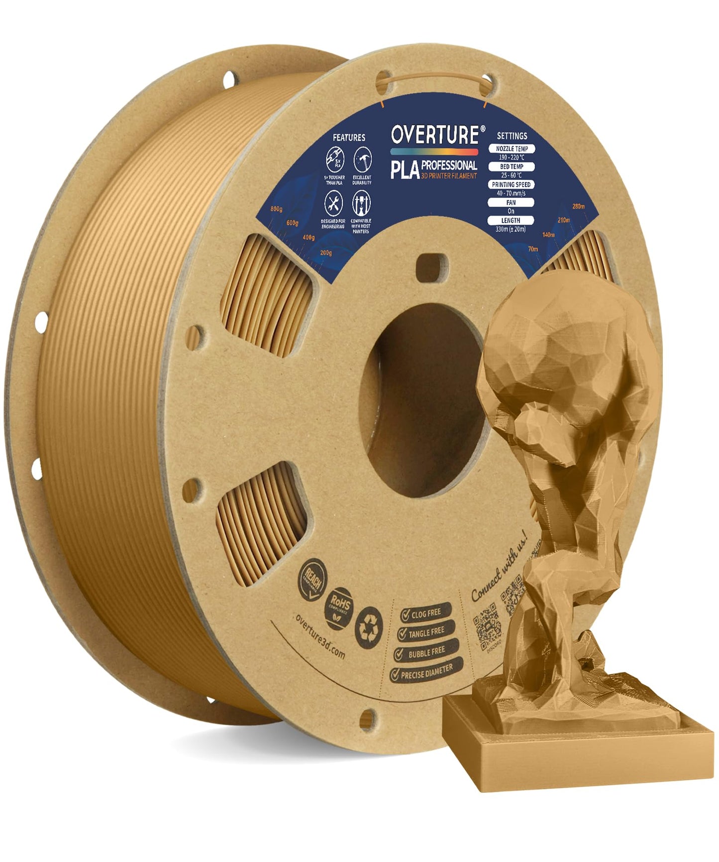 OVERTURE PLA Plus (PLA+) Filament 1.75mm Professional Toughness Enhanced Roll, Cardboard Spool, Premium 1kg(2.2lbs), Dimensional Accuracy Probability +/- 0.02mm (Space Gray)