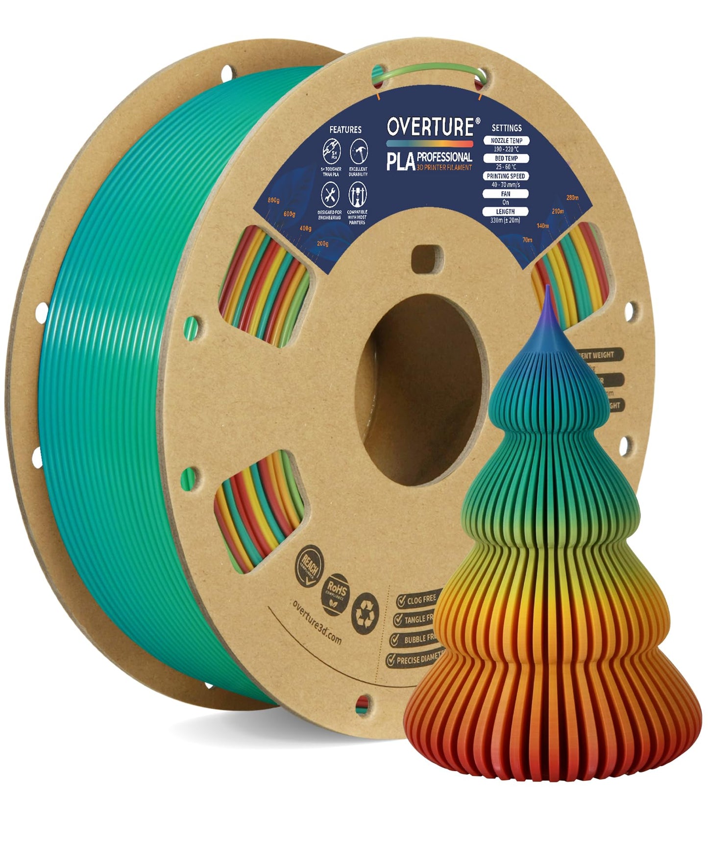 OVERTURE PLA Plus (PLA+) Filament 1.75mm Professional Toughness Enhanced Roll, Cardboard Spool, Premium 1kg(2.2lbs), Dimensional Accuracy Probability +/- 0.02mm (Space Gray)